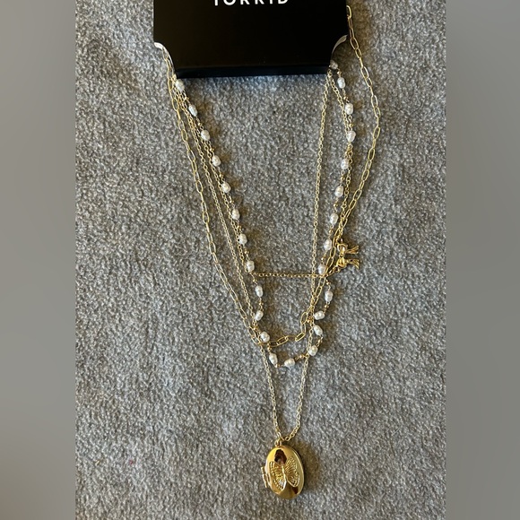 Jewelry - Gold Tone Layered Necklace with Locket